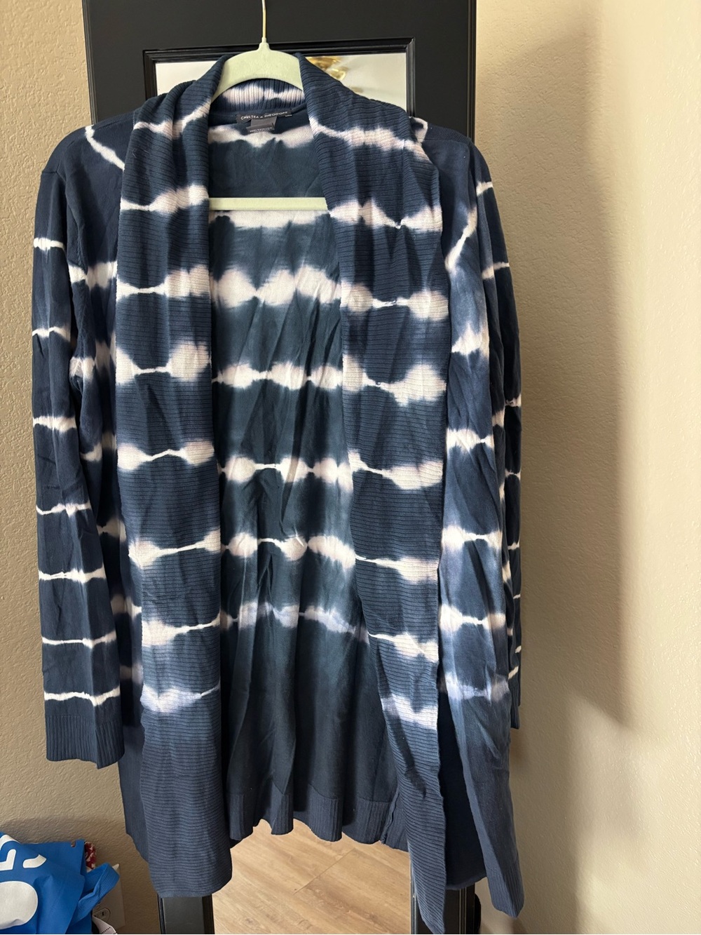 Chelsea & Theodore Blue and White Tie-Dye Cardigan